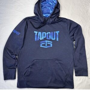 Tapout Hoodie Mens Medium Blue Camo Lined‎ Pullover Sweatshirt Kangaroo Pocket